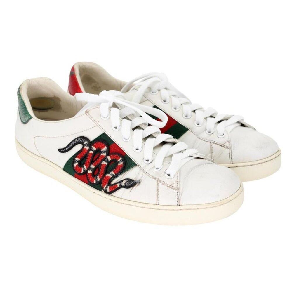 Gucci Ace Snake Embroidered 8.5 Leather Low-top Men's Sneakers GG-S0805P-0008 - Picture 5 of 12